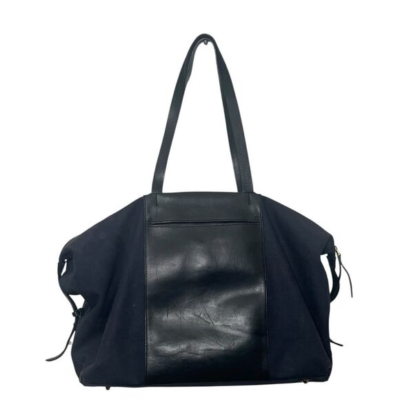 Cuyana Le Sud Weekender Bag Large Navy Canvas Black Leather Travel Tote - Picture 3 of 16